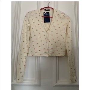 Brandy Melville Floral long Sleeve  Button Sweater